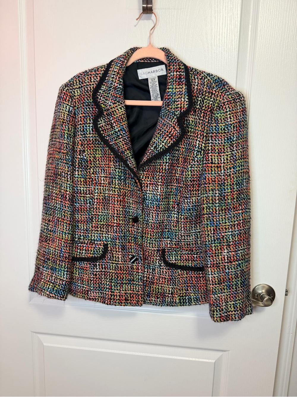 Sag Harbor Multicolor Tweed Blazer with Black Trim